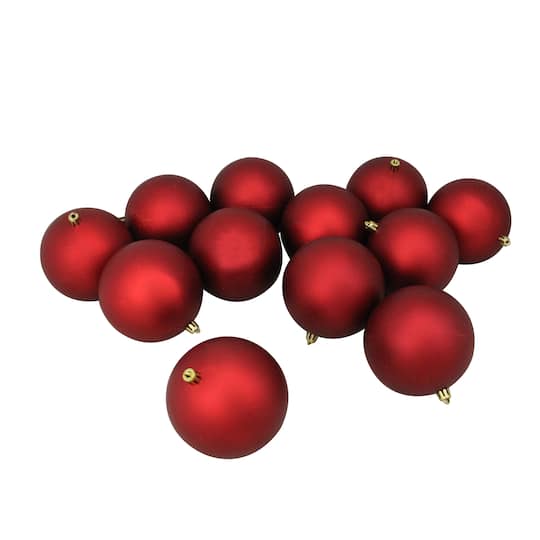 12ct. 4" Matte Red Hot Shatterproof Plastic Ball Ornaments By Northlight | Michaels®